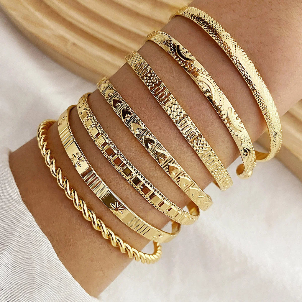 Punk Gold Bracelets 7 Pcs/Set