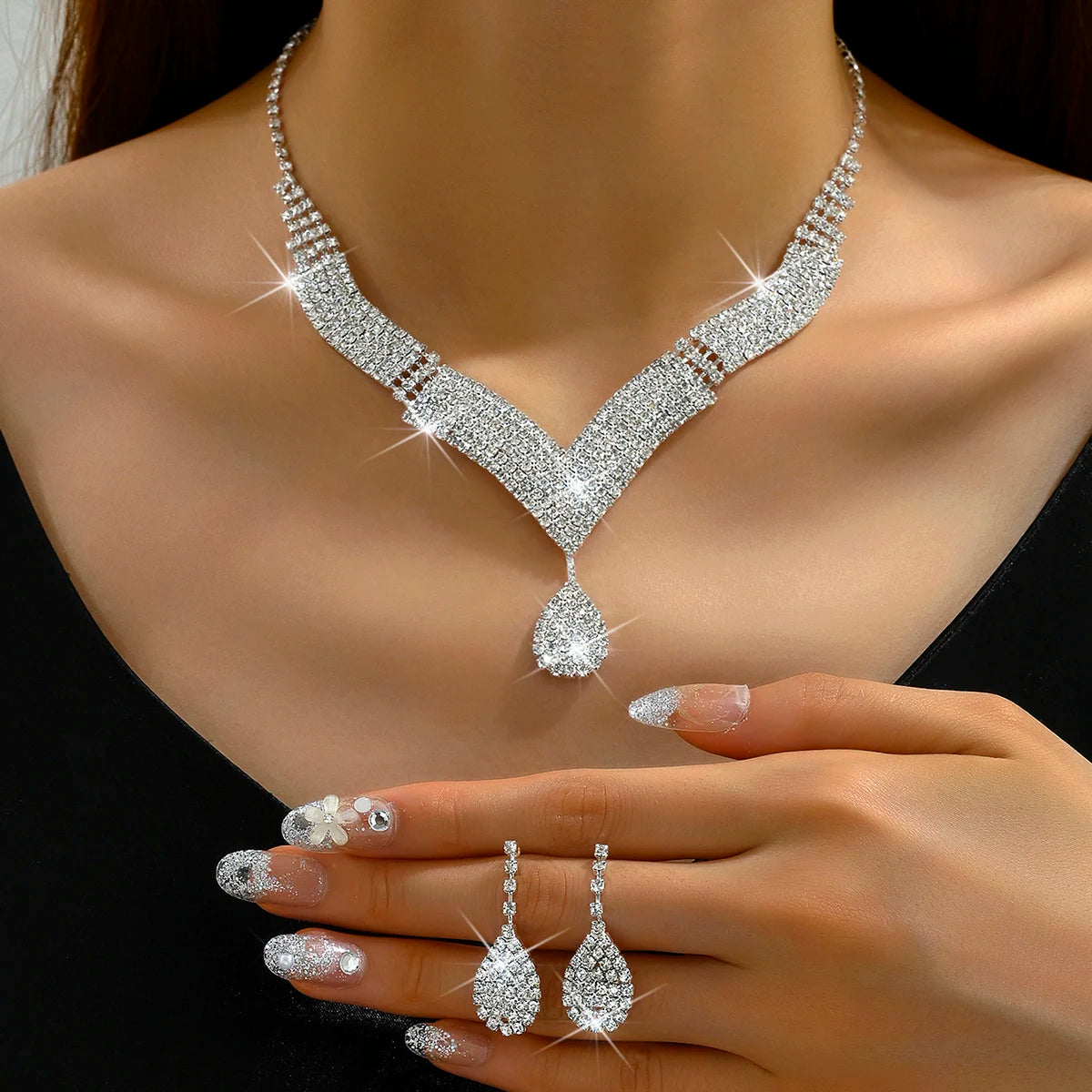 Rhinestone Water Drop Set 3pcs