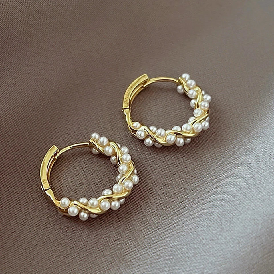 Imitation Pearl Hoops