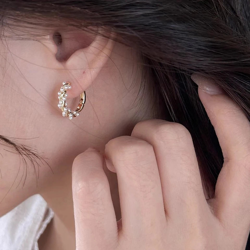 Imitation Pearl Hoops