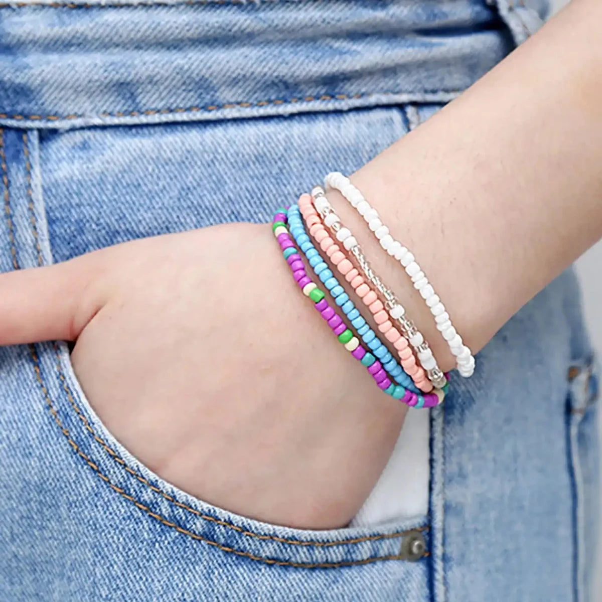 Colorful Bead Bracelets 17Pcs
