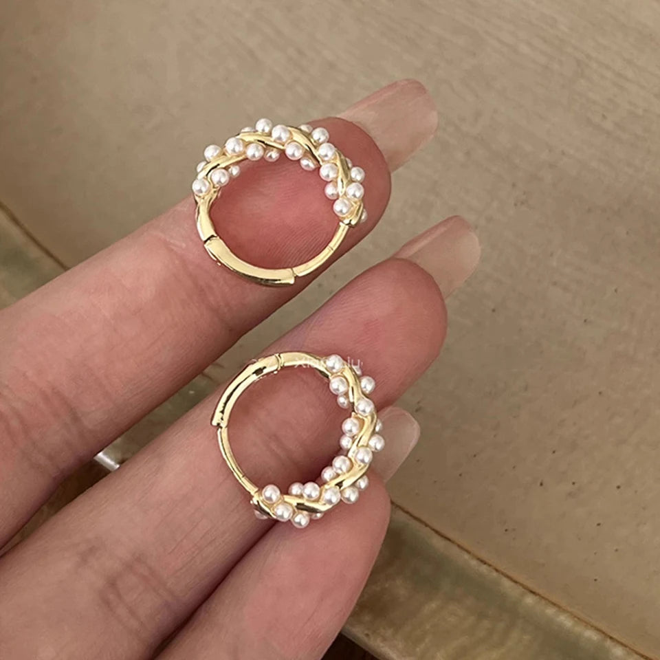 Imitation Pearl Hoops